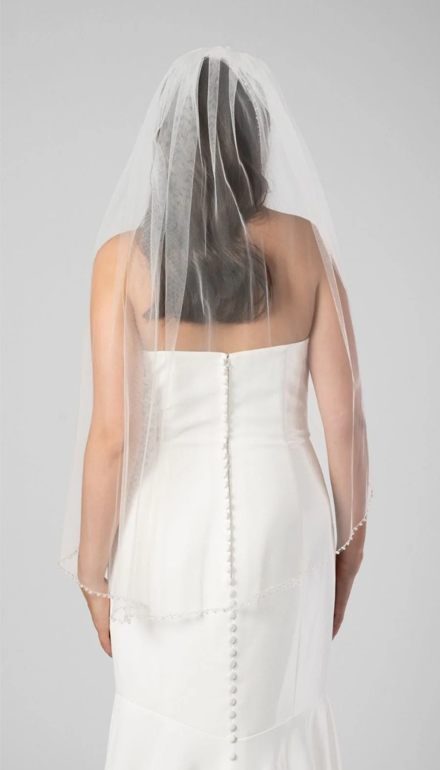Emily Beaded Crystal Edge Veil - Image 2