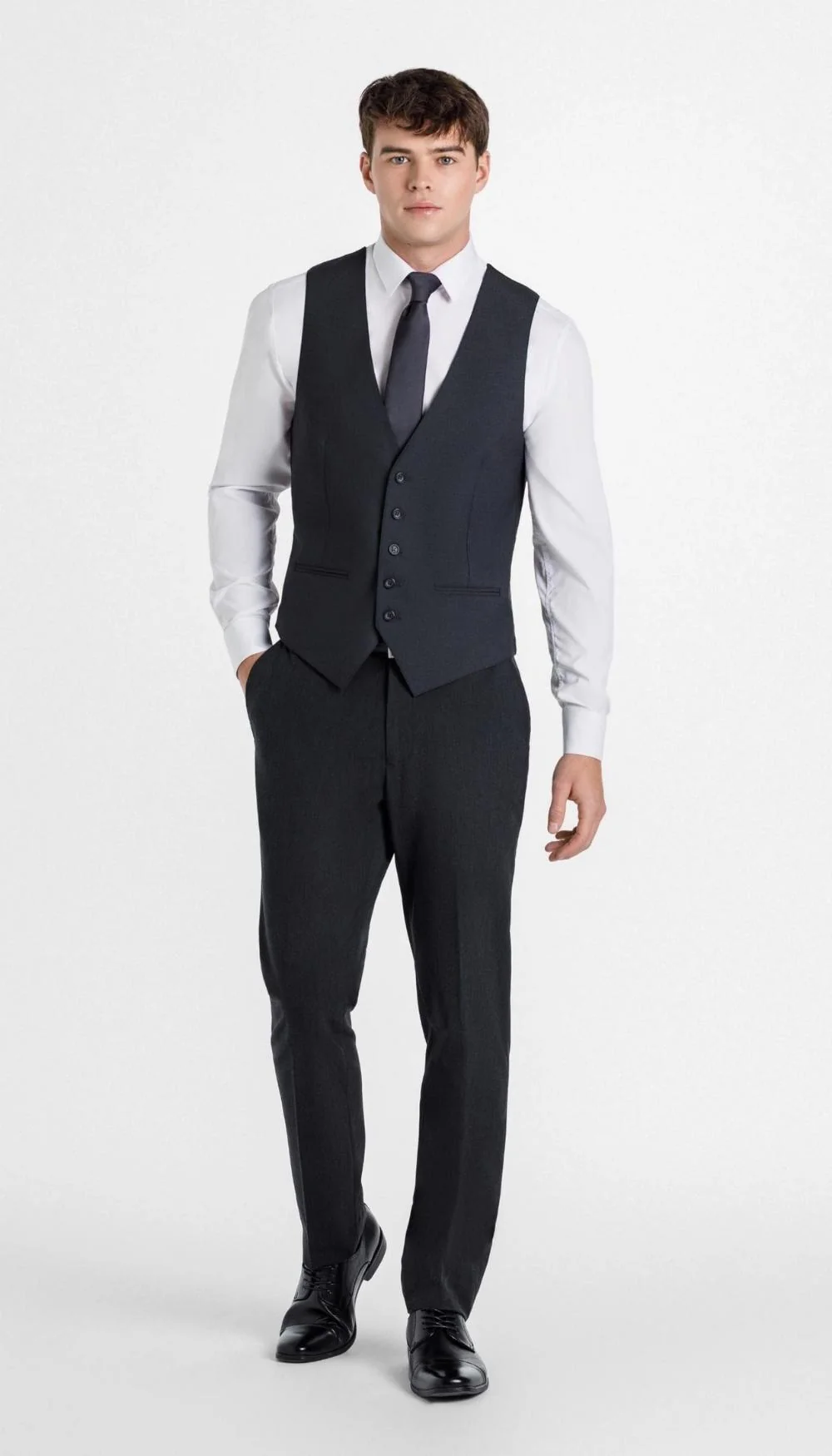 Trim Fit 2 Piece Suit Charcoal - Image 3