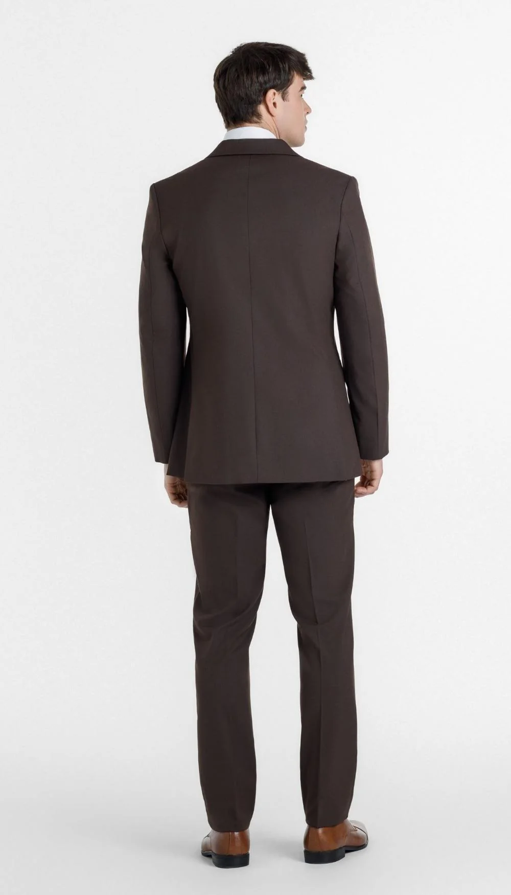 Trim Fit 2 Piece Suit Chocolate - Image 4