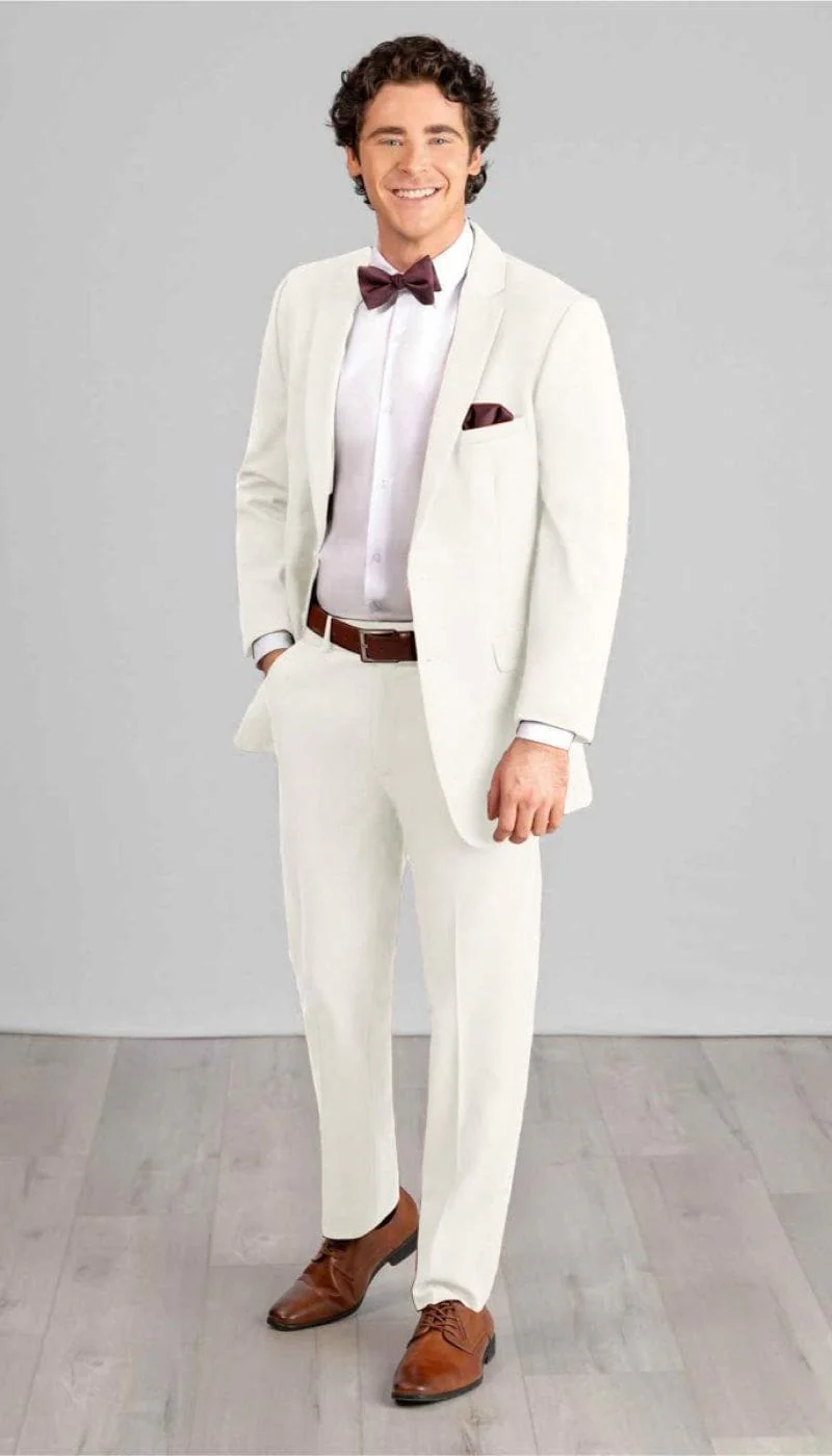 Trim Fit 2 Piece Suit Creme