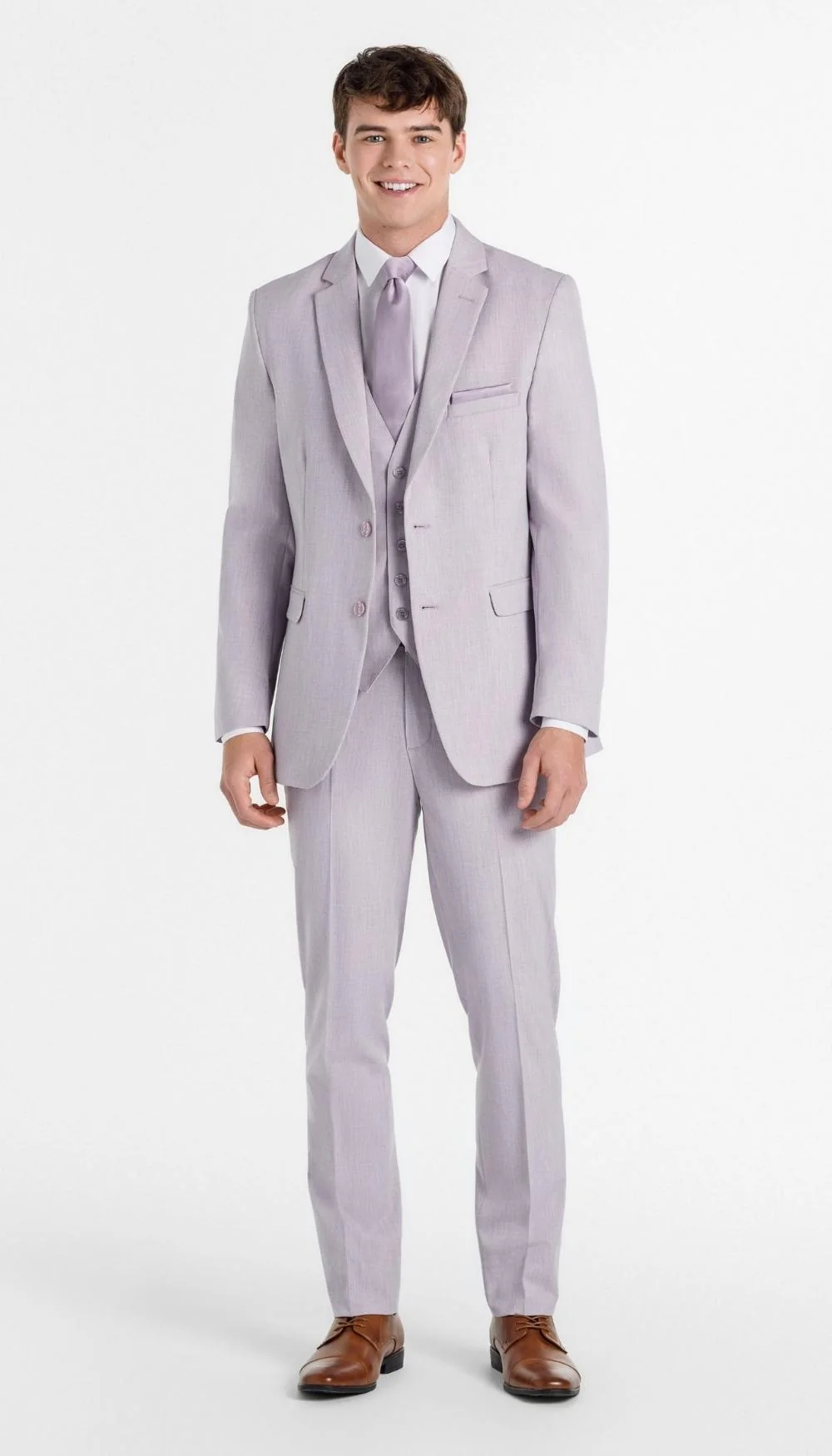 Trim Fit 3 Piece Suit Lavender