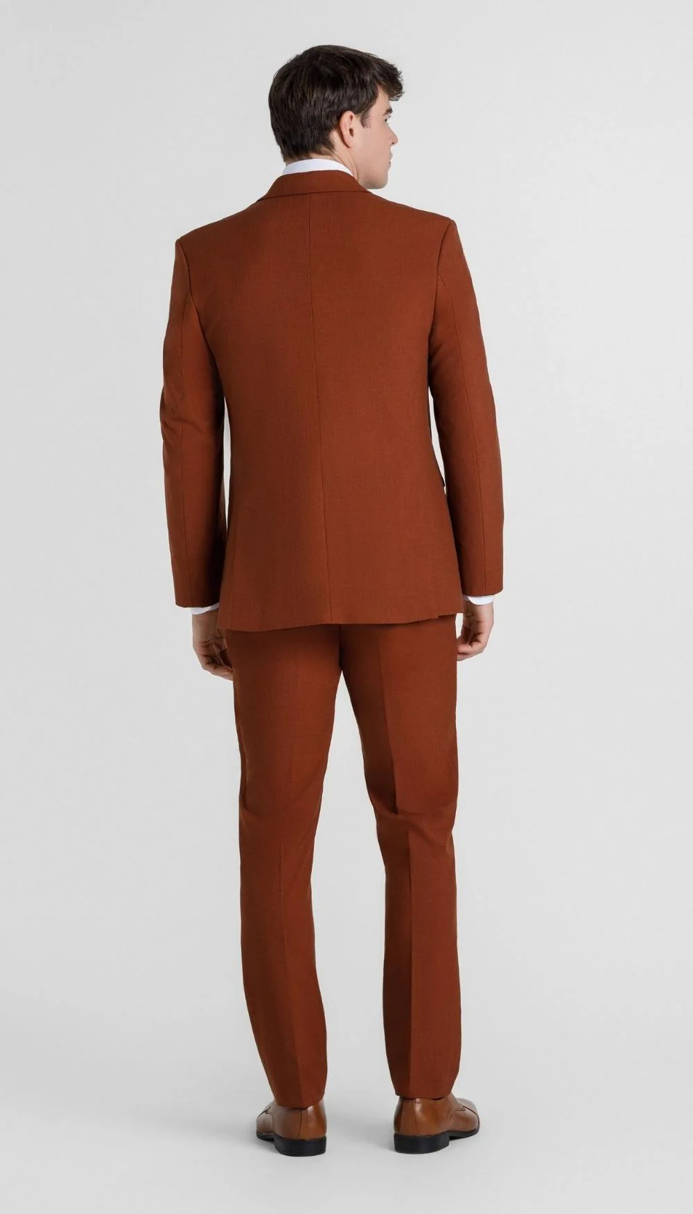 Trim Fit 2 Piece Suit Rust - Image 4